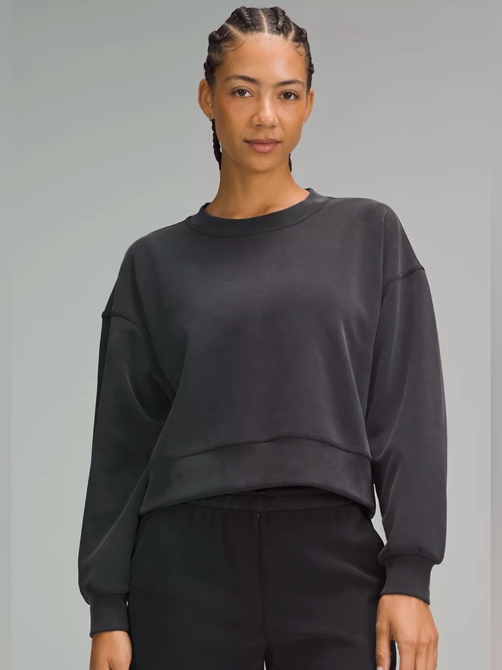 Lululemon softstreme perfectly oversized cropped crew - size 6 black